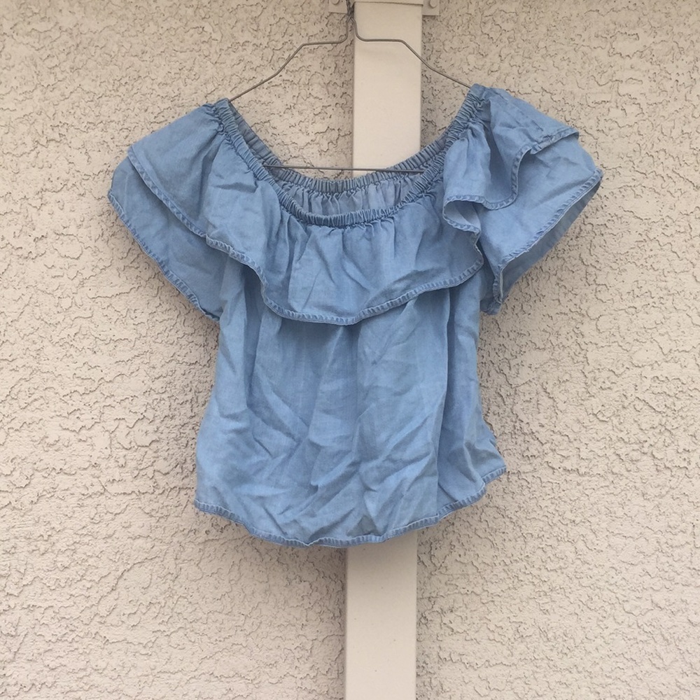 Off the shoulder denim crop top